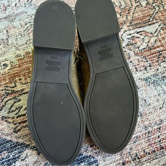 Toms Reese Olive Green Suede Ankle Boots Side Zipper Size 8.5 - Picture 7 of 12